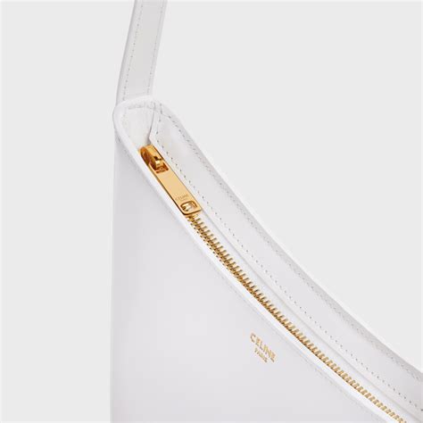 medium celine croque bag in shiny calfskin arctic white